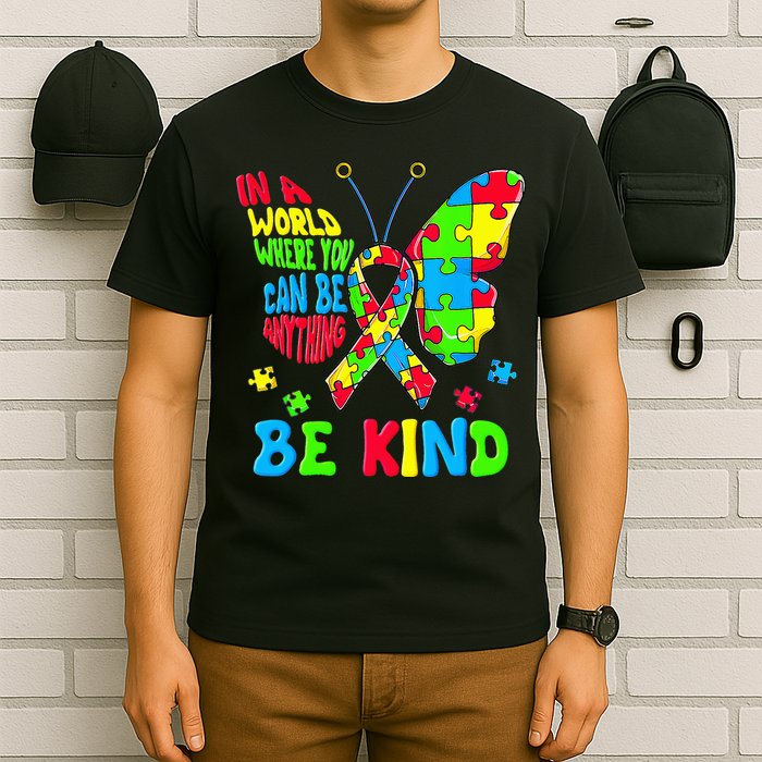 Be Kind Autism Awareness Kindness Puzzle Ribbon Butterfly T-Shirt