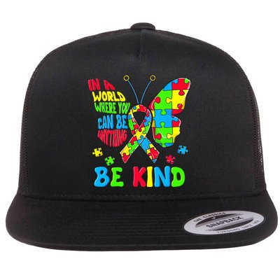 Be Kind Autism Awareness Kindness Puzzle Ribbon Butterfly Flatbill Hat
