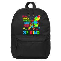 Be Kind Autism Awareness Kindness Puzzle Ribbon Butterfly 16 in Basic Backpack