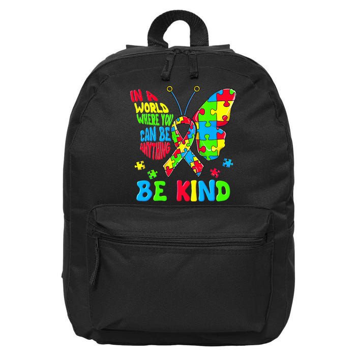 Be Kind Autism Awareness Kindness Puzzle Ribbon Butterfly 16 in Basic Backpack