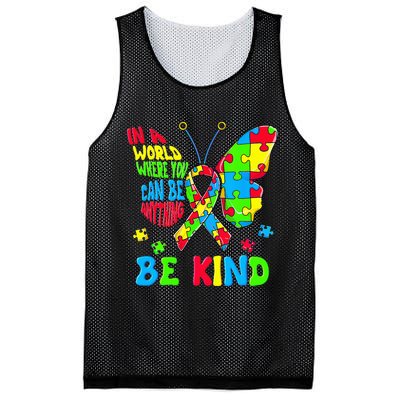 Be Kind Autism Awareness Kindness Puzzle Ribbon Butterfly Mesh Reversible Basketball Jersey Tank