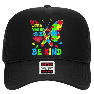 Be Kind Autism Awareness Kindness Puzzle Ribbon Butterfly Trucker Hat