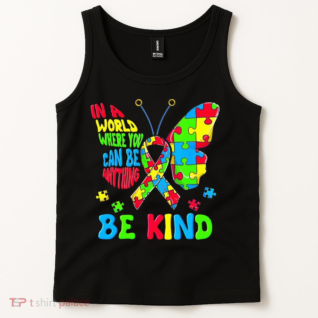 Be Kind Autism Awareness Kindness Puzzle Ribbon Butterfly Tank Top