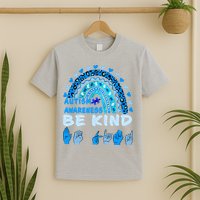 Be Kind Autism Awareness Rainbow Trendy BoHo Rainbow Leopard Print T-Shirt