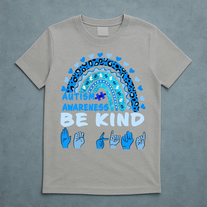 Be Kind Autism Awareness Rainbow Trendy BoHo Rainbow Leopard Print T-Shirt