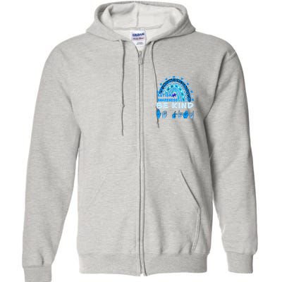 Be Kind Autism Awareness Rainbow Trendy BoHo Rainbow Leopard Print Full Zip Hoodie