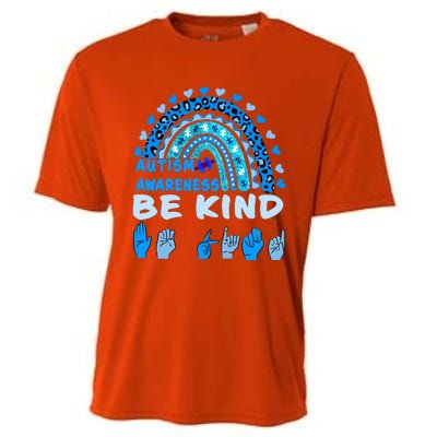 Be Kind Autism Awareness Rainbow Trendy BoHo Rainbow Leopard Print Cooling Performance Crew T-Shirt