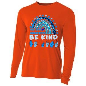 Be Kind Autism Awareness Rainbow Trendy BoHo Rainbow Leopard Print Cooling Performance Long Sleeve Crew