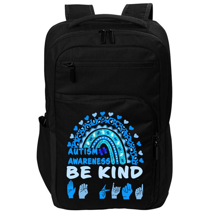 Be Kind Autism Awareness Rainbow Trendy BoHo Rainbow Leopard Print Impact Tech Backpack