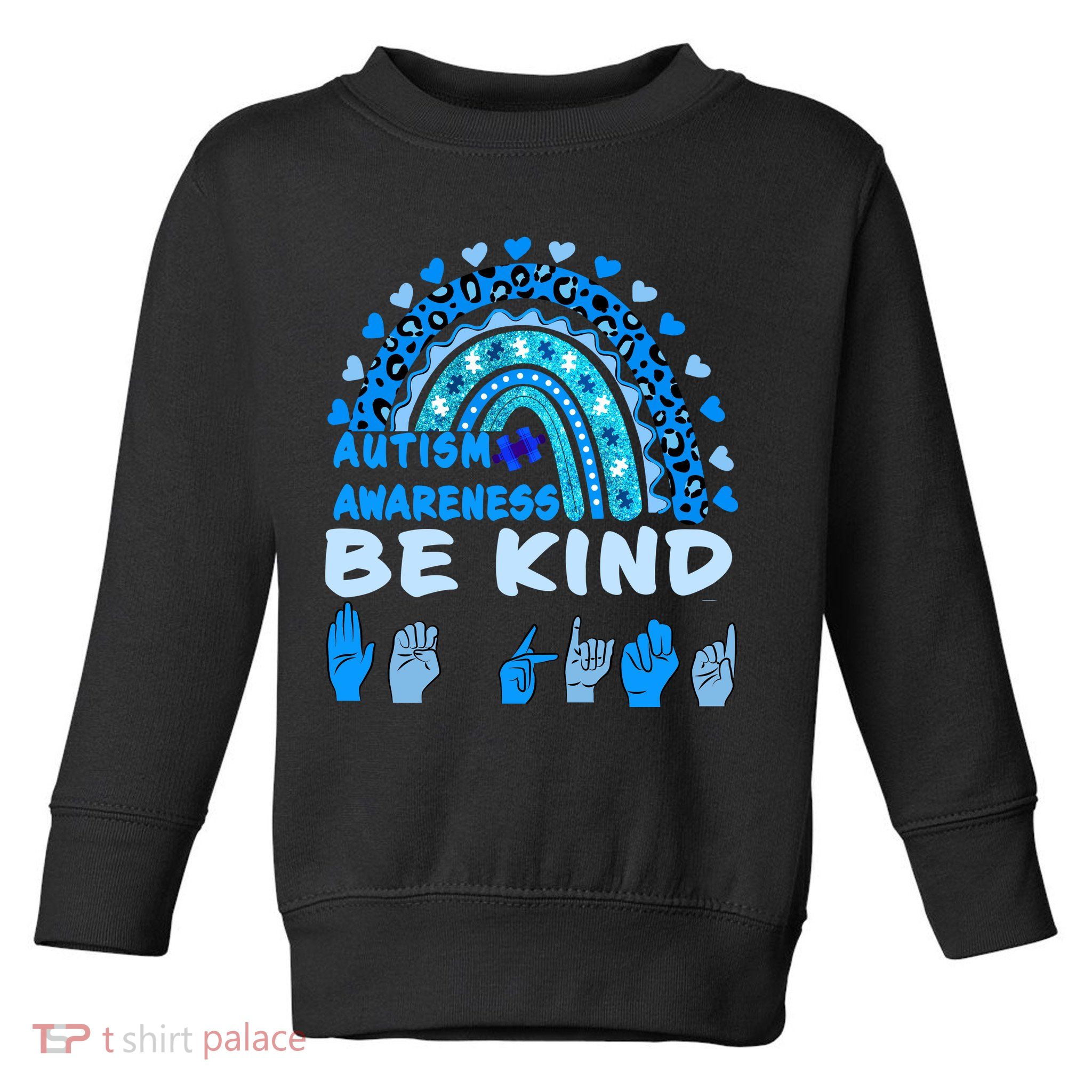 Be Kind Autism Awareness Rainbow Trendy BoHo Rainbow Leopard Print Toddler Sweatshirt