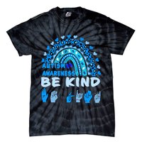 Be Kind Autism Awareness Rainbow Trendy BoHo Rainbow Leopard Print Tie-Dye T-Shirt
