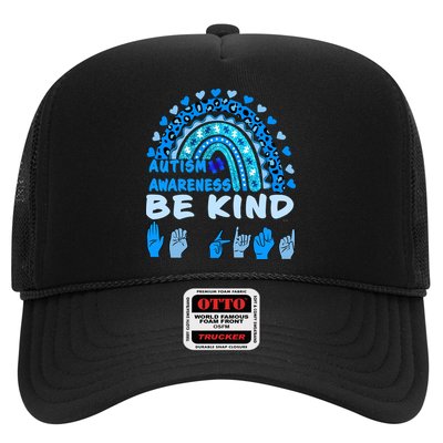 Be Kind Autism Awareness Rainbow Trendy BoHo Rainbow Leopard Print Trucker Hat