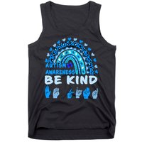 Be Kind Autism Awareness Rainbow Trendy BoHo Rainbow Leopard Print Tank Top