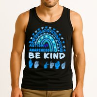 Be Kind Autism Awareness Rainbow Trendy BoHo Rainbow Leopard Print Tank Top