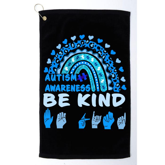 Be Kind Autism Awareness Rainbow Trendy BoHo Rainbow Leopard Print Golf Towel