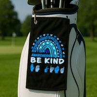 Be Kind Autism Awareness Rainbow Trendy BoHo Rainbow Leopard Print Golf Towel