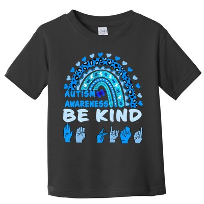 Be Kind Autism Awareness Rainbow Trendy BoHo Rainbow Leopard Print Toddler T-Shirt