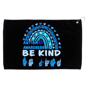 Be Kind Autism Awareness Rainbow Trendy BoHo Rainbow Leopard Print Grommeted Golf Towel