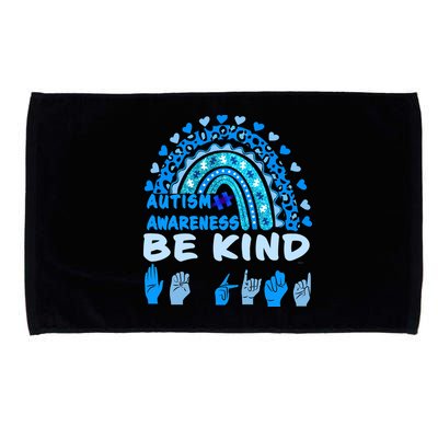 Be Kind Autism Awareness Rainbow Trendy BoHo Rainbow Leopard Print Microfiber Hand Towel
