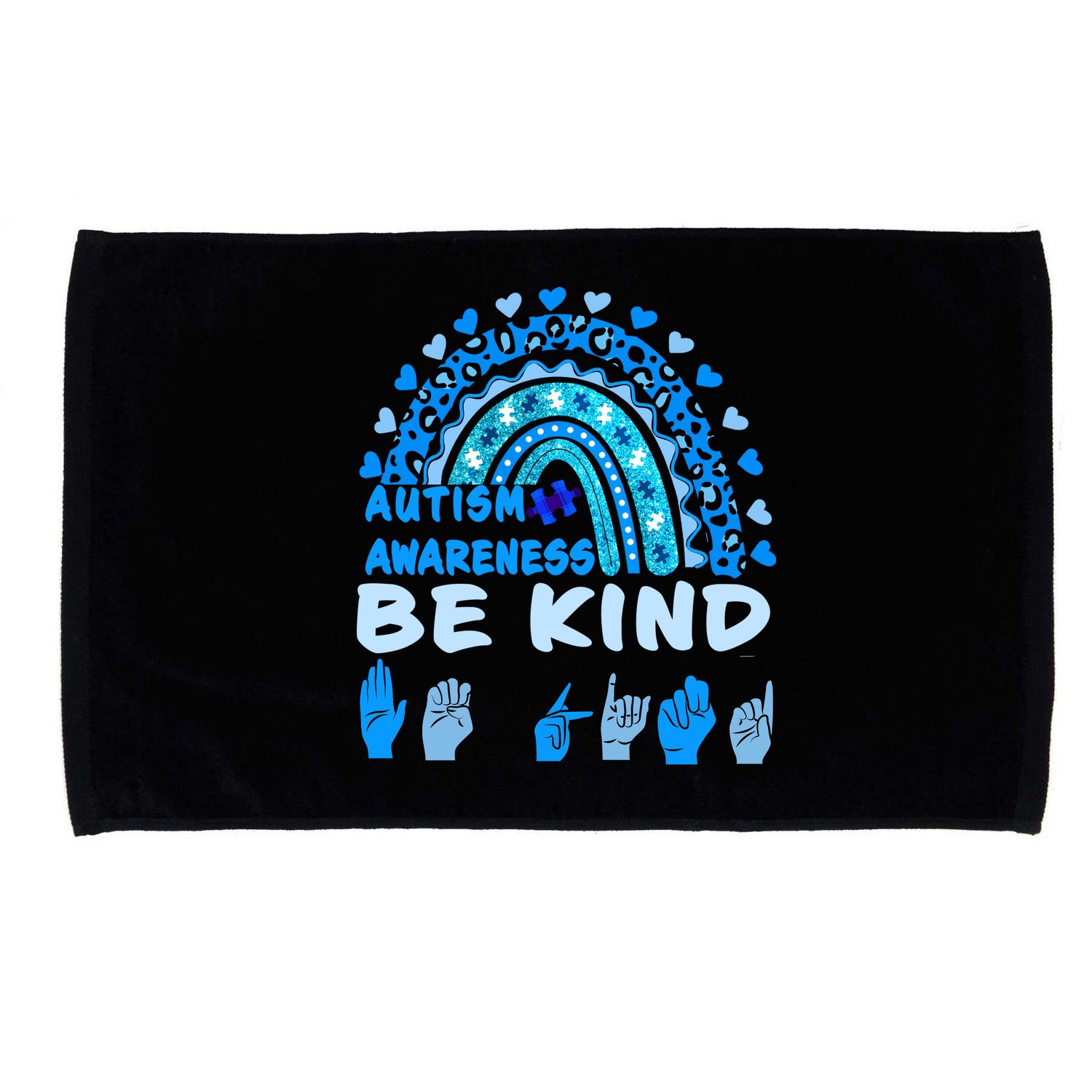 Be Kind Autism Awareness Rainbow Trendy BoHo Rainbow Leopard Print Microfiber Hand Towel
