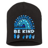 Be Kind Autism Awareness Rainbow Trendy BoHo Rainbow Leopard Print Short Acrylic Beanie