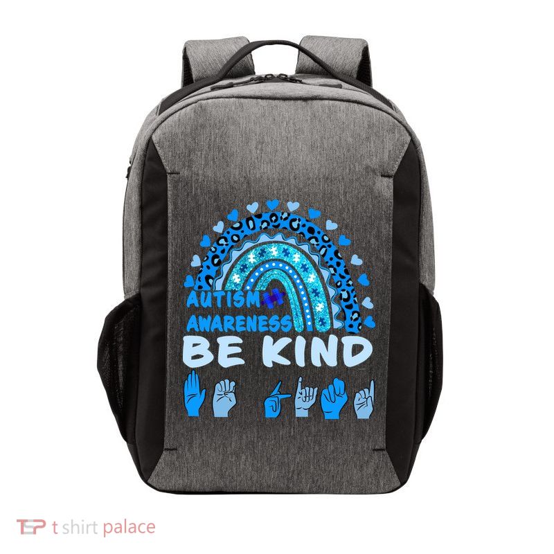 Be Kind Autism Awareness Rainbow Trendy BoHo Rainbow Leopard Print Vector Backpack