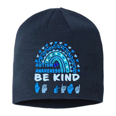 Be Kind Autism Awareness Rainbow Trendy BoHo Rainbow Leopard Print Sustainable Beanie