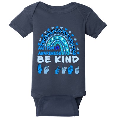 Be Kind Autism Awareness Rainbow Trendy BoHo Rainbow Leopard Print Baby Bodysuit