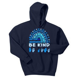 Be Kind Autism Awareness Rainbow Trendy BoHo Rainbow Leopard Print Kids Hoodie