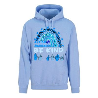 Be Kind Autism Awareness Rainbow Trendy BoHo Rainbow Leopard Print Unisex Surf Hoodie