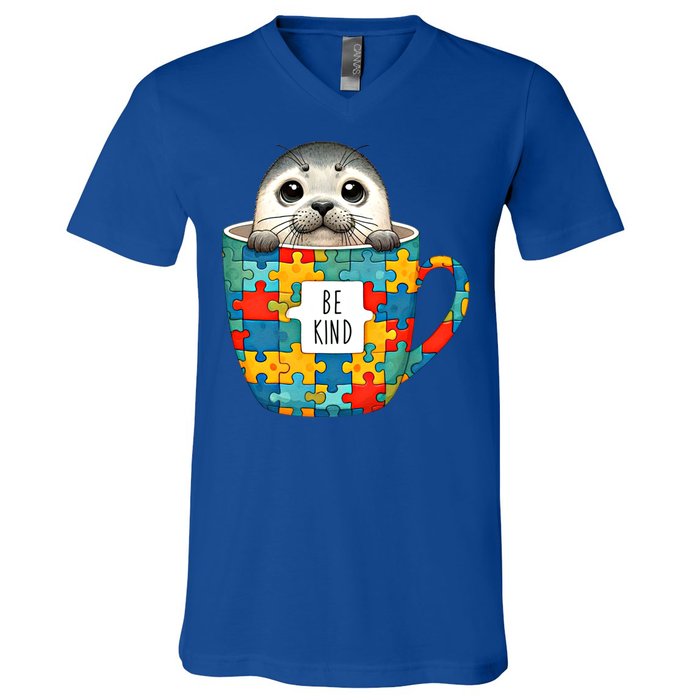 Be Kind Autism Awareness Kindness Month Gift V-Neck T-Shirt