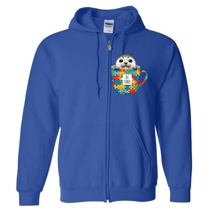 Be Kind Autism Awareness Kindness Month Gift Full Zip Hoodie