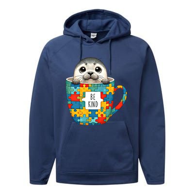 Be Kind Autism Awareness Kindness Month Gift Performance Fleece Hoodie