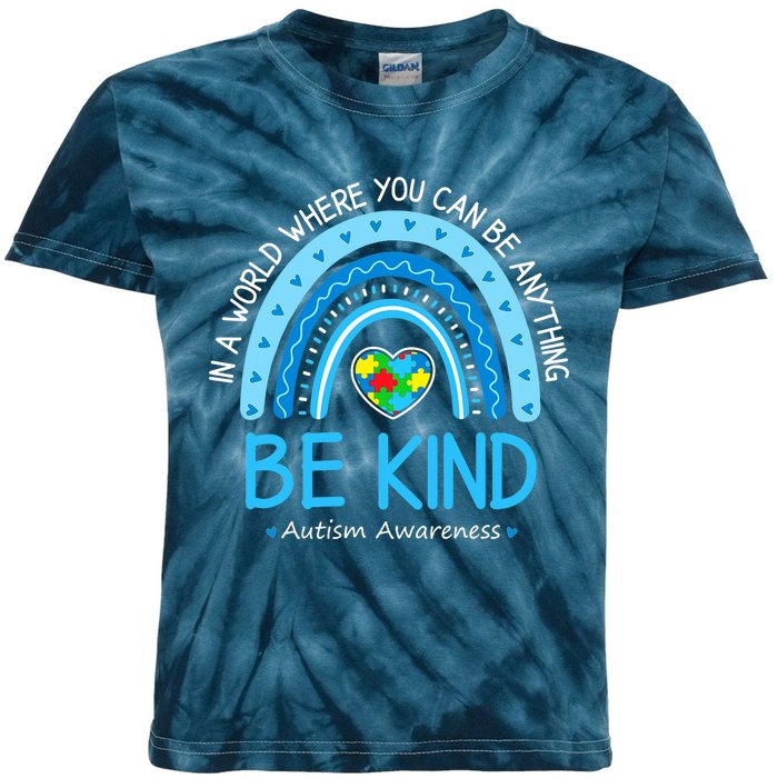 Be Kind Autism Awareness Leopard Rainbow Choose Kindness Kids Tie-Dye T-Shirt