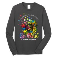 Be Kind Autism Awareness Puzzle Pieces Sunflower Autism Mom Long Sleeve Shirt