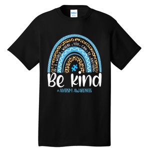 Be Kind Autism Awareness Leopard Rainbow Choose Kindness Tall T-Shirt