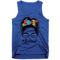 Be Kind Autism Awareness Messy Bun Girl Woman Shirt Tank Top