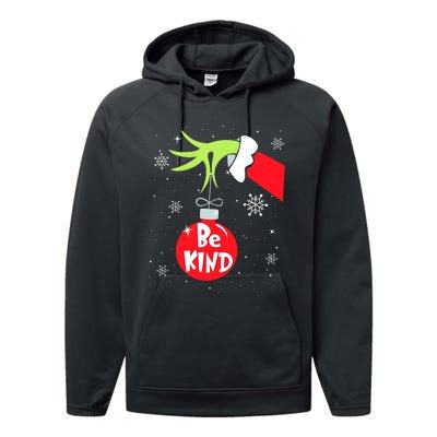 Be Kind At Anytime Teacher Jingle Ball Christmas Grinchmas Performance Fleece Hoodie