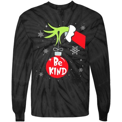 Be Kind At Anytime Teacher Jingle Ball Christmas Grinchmas Tie-Dye Long Sleeve Shirt