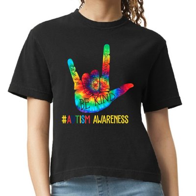 Be Kind ASL Love Sign Language Hand Autism Awareness Comfort Colors Boxy T-Shirt