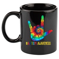 Be Kind ASL Love Sign Language Hand Autism Awareness 11oz C Handle Ceramic Mug