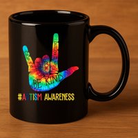 Be Kind ASL Love Sign Language Hand Autism Awareness 11oz C Handle Ceramic Mug