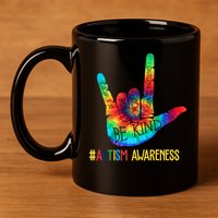 Be Kind ASL Love Sign Language Hand Autism Awareness 11oz C Handle Ceramic Mug