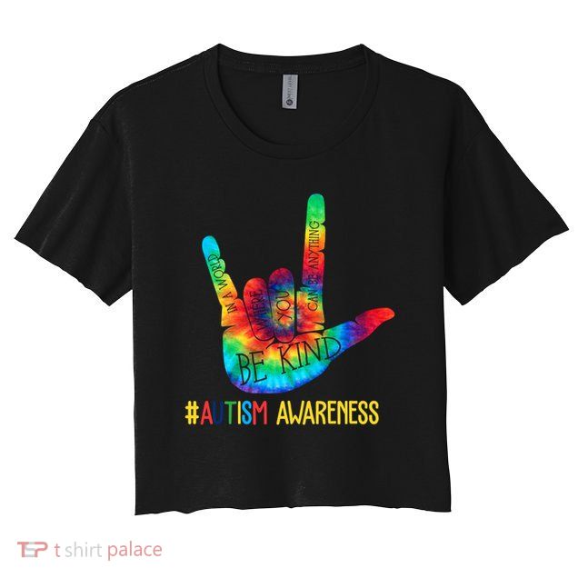 Be Kind ASL Love Sign Language Hand Autism Awareness Crop Top