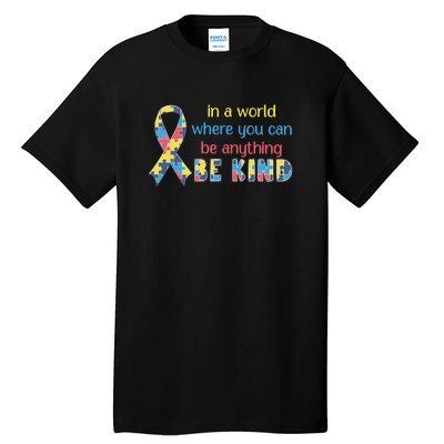 Be Kind Autism Awareness Kindness Puzzle Ribbon Gift Tall T-Shirt