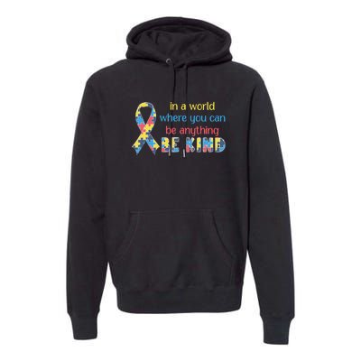 Be Kind Autism Awareness Kindness Puzzle Ribbon Gift Premium Hoodie