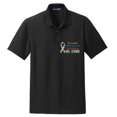 Be Kind Autism Awareness Kindness Puzzle Ribbon Gift Dry Zone Grid Polo