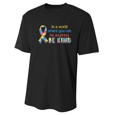 Be Kind Autism Awareness Kindness Puzzle Ribbon Gift Performance Sprint T-Shirt