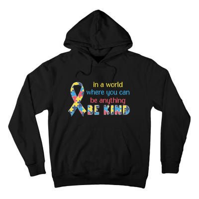 Be Kind Autism Awareness Kindness Puzzle Ribbon Gift Tall Hoodie