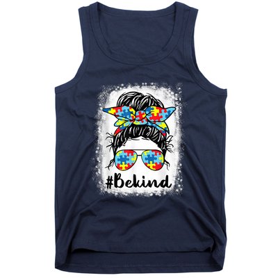 Be Kind Autism Awareness Messy Bun Girl Tees Tank Top